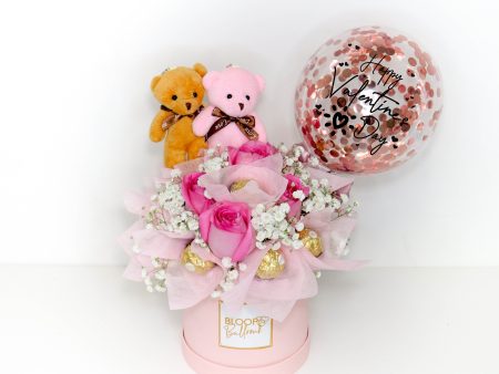 5   Personalised Balloon With Roses And Ferrero Rocher Flower Box - Valentine s Day Collection on Sale