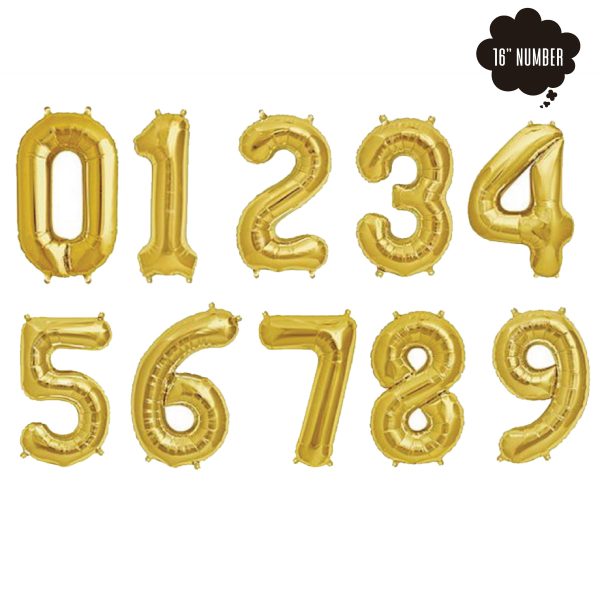 [16 Inch Number Balloon] - ( Gold Airfilled Only ) Online now