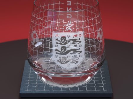 England Football Engraved Glass Tumbler and Slate Coaster Set on Sale