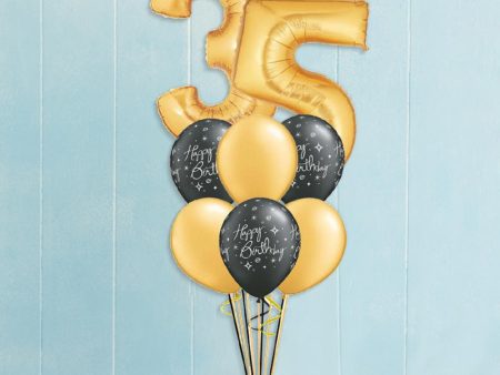 Black Bday Sparkles,Gold Any Number Balloons on Sale