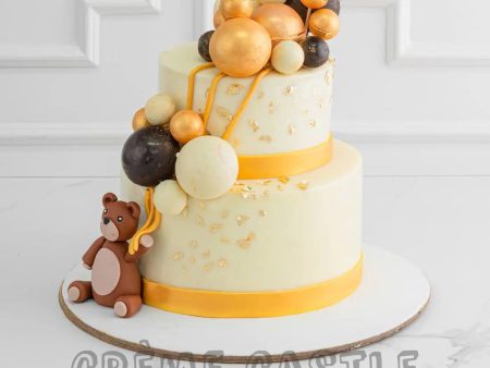 Teddy Golden Balloons Cake Hot on Sale