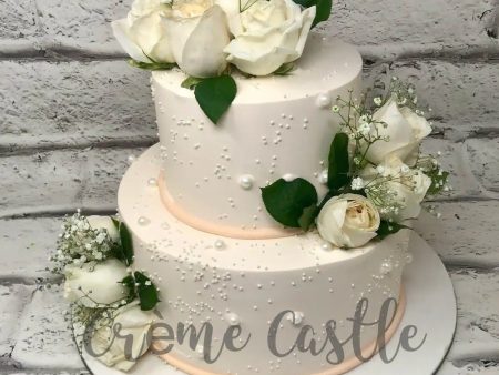 White Rose Tier Design Cake Supply