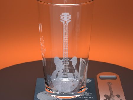 Guitar Engraved Pint Glass For Cheap