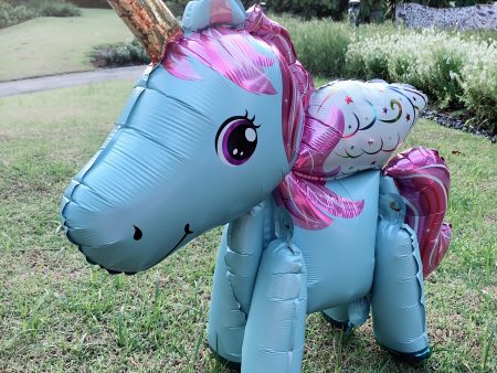 [Blue Fairy Unicorn] - 3D Unicorn Walker Balloon (Air-Filled Only) For Sale