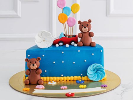 Half Teddy Toy Design Cake Discount