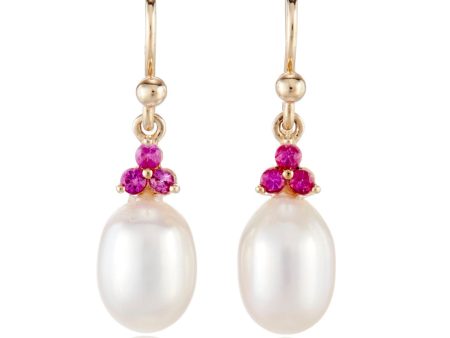 Madison Drop Earrings in Pearls & Pink Sapphires Online Hot Sale