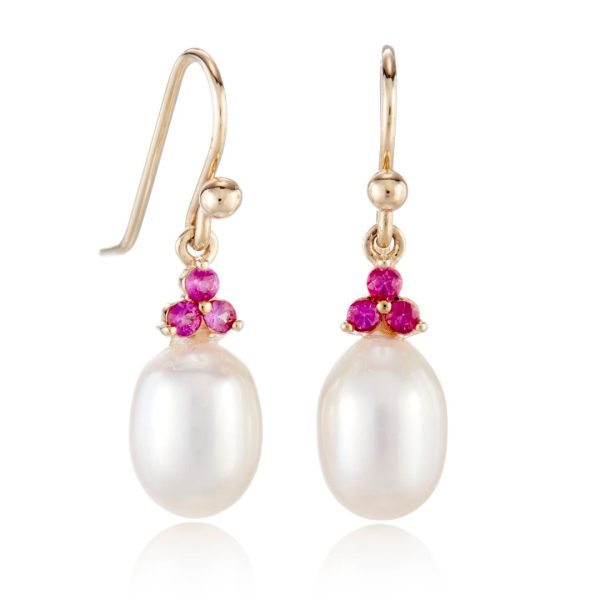 Madison Drop Earrings in Pearls & Pink Sapphires Online Hot Sale