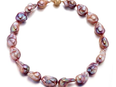 Baroque Pink Mauve Pearl Necklace Cheap