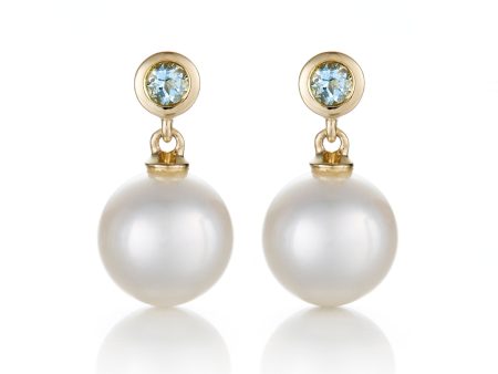 Aquamarine & White Pearl Drop Earrings Supply