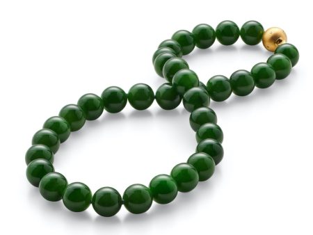 12mm Green Nephrite Jade & Gold Necklace Online Hot Sale