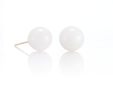 10mm White Jade Earrings For Sale