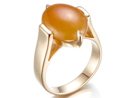 Yellow Jade Cabochon Ring on Sale