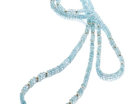 Faceted Aquamarine & Gold Rope Necklace Online Hot Sale