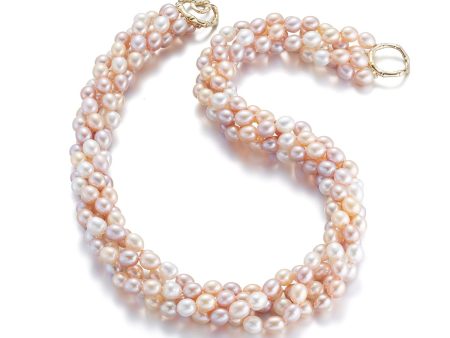 4-Strand Pastel Baroque Pearl Twist Necklace Sale