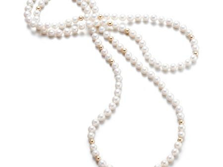 6mm Pearl & Gold Rope Necklace Sale