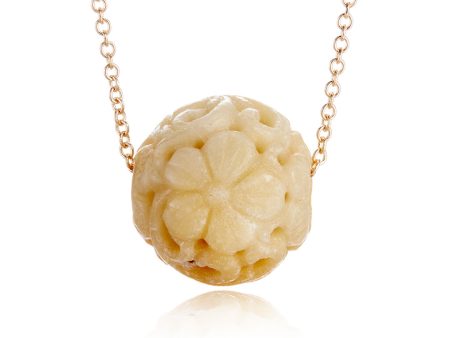 Yellow Jade Floral Ball Pendant Necklace Online Sale