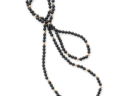 Black Jade & Gold Station Rope Necklace For Cheap