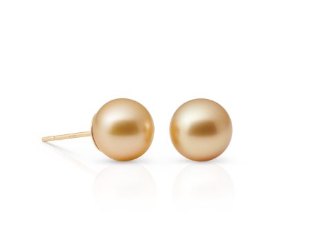 9mm Golden South Sea Pearl Earrings Supply