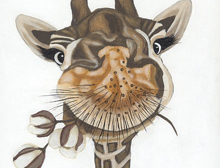 AJ108 - Giraffe with Cotton - 12x16 Sale