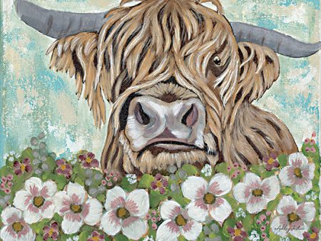 AJ109 - Floral Highland Cow - 16x12 Online Hot Sale